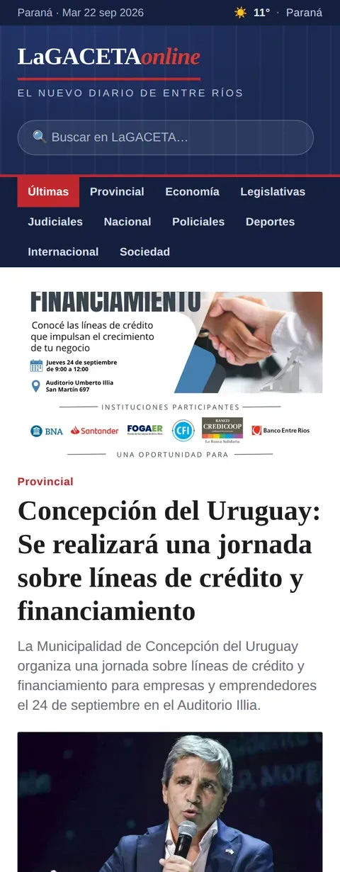 Portada de La Gaceta Online en un teléfono