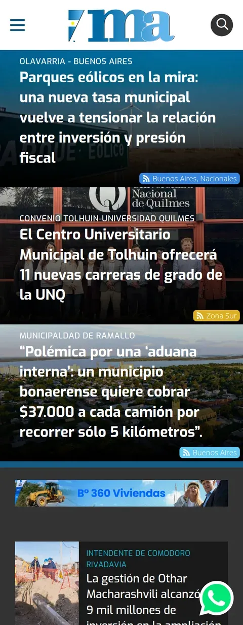 Portada de Municipios de Argentina en un teléfono